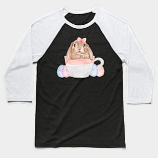 Bunny Cup Eggs Watercolor Baseball T-Shirt